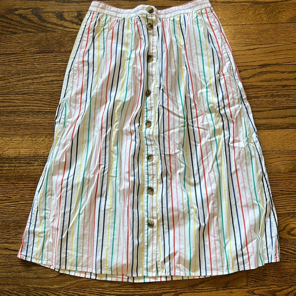 J. Crew multi colored line skirt